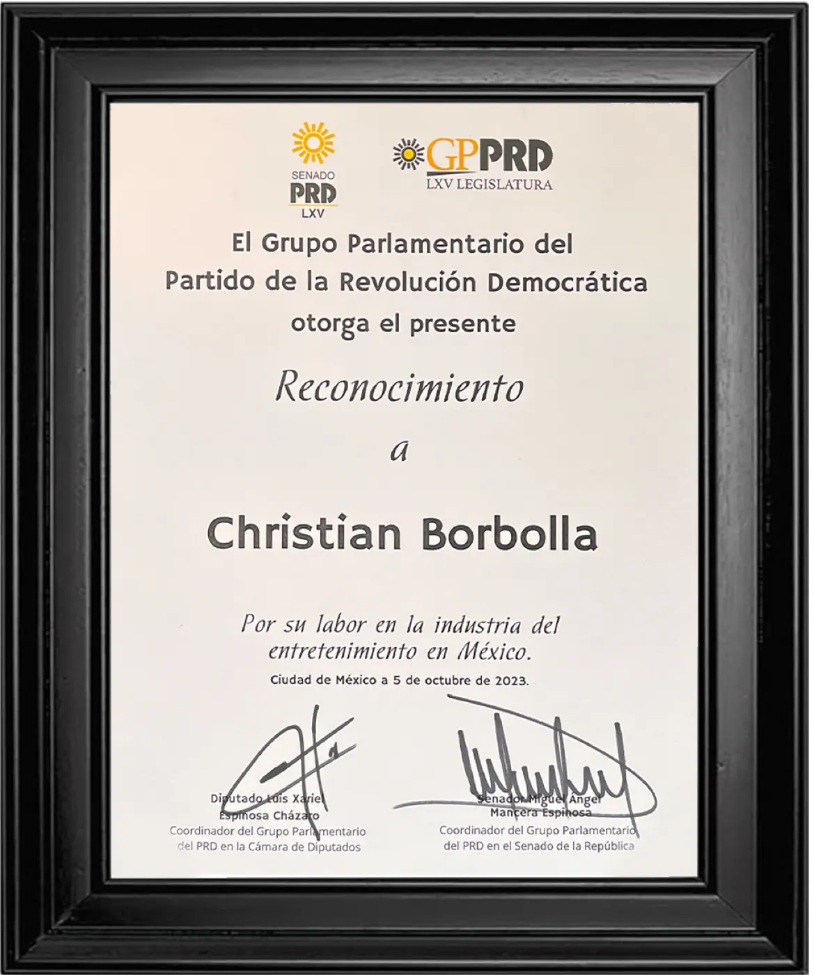 Reconocimiento del Senado